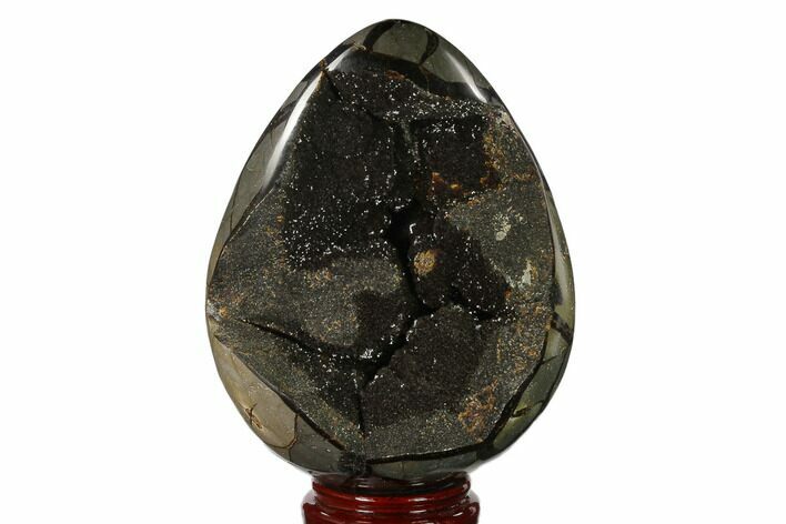 Septarian Dragon Egg Geode - Black Crystals #137930